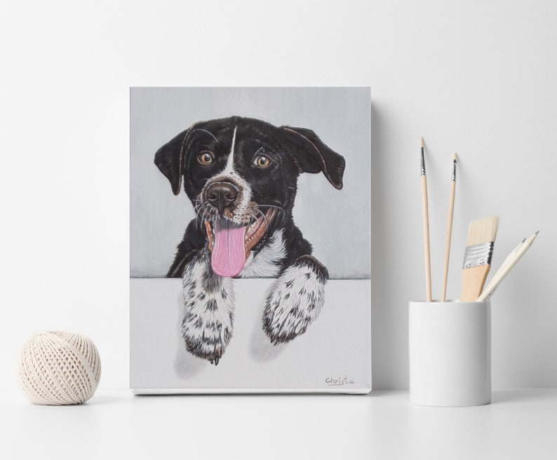 Dog portrait Lab mix dog art Christmas gift Pet art Puppy portrait Animal decor Dog art PEEKABOO dog Dog painting Pet portrait