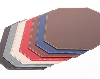 Recycled Leather Octagon Placemats: Modern Table Mats & Coasters