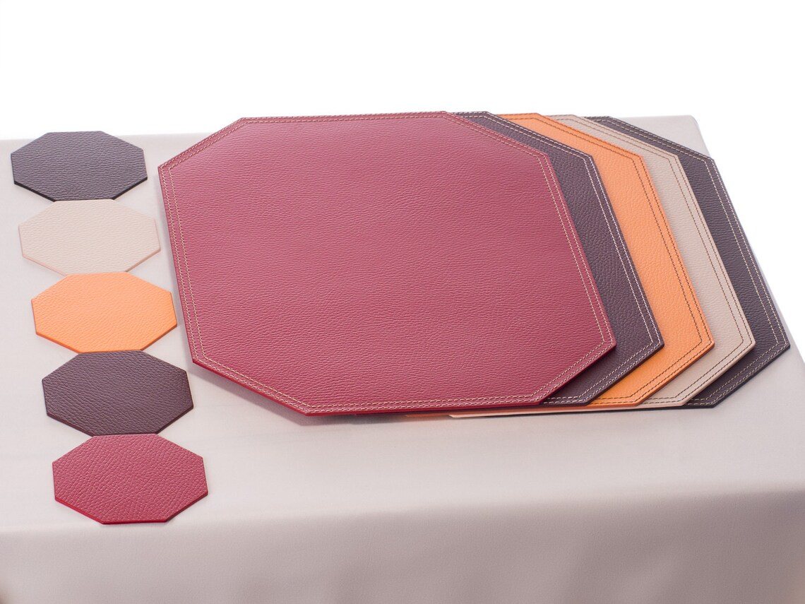 Red Placemats Octagon Table Mats Place Mat Sets Red Dining Etsy
