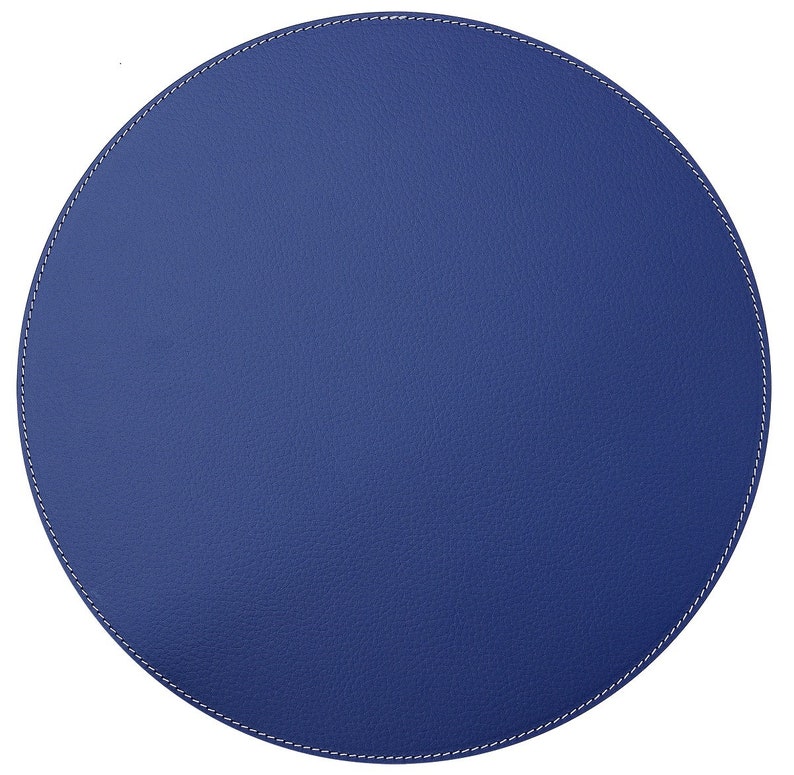 Small Round Placemats / Recycled Leather Placemats and coasters for round tables / Table Mats 28 cm 11'' Blue