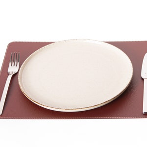 Recycled Leather Placemats / Small size / 15.8 x 11.8''/ 40x30 cm / Table mats / Set of 4, 6, 8, 12 / Dining table sets Dark Burgundy