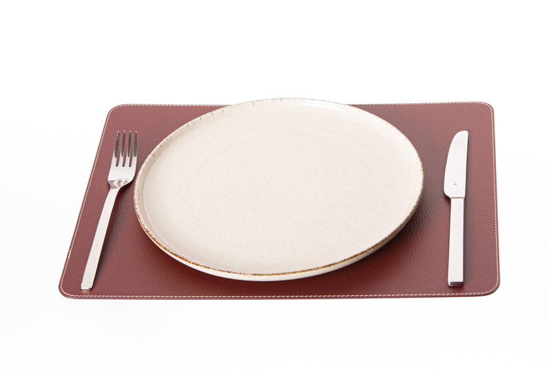 Recycled Leather Placemats / Small size / 15.8 x 11.8''/ 40x30 cm / Table mats / Set of 4, 6, 8, 12 / Dining table sets Dark Burgundy