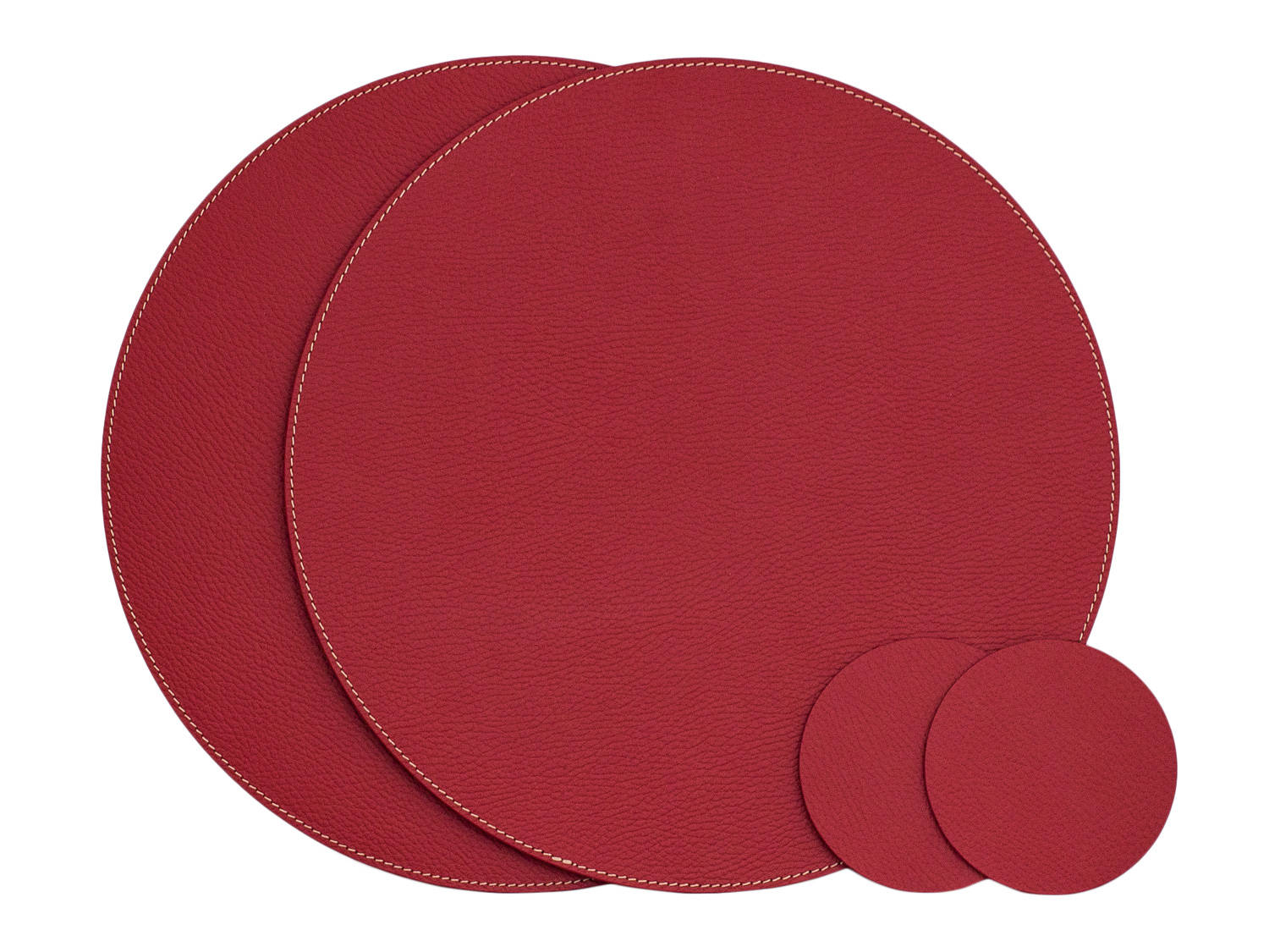 Red Round Placemats / Recycled Leather Placemats and Coasters Etsy