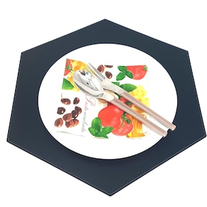 Set of 4, 6, 8, 10 Placemats / Hexagon Table mats made of recycled leather / Table  place mats and coasters / Dining table sets
