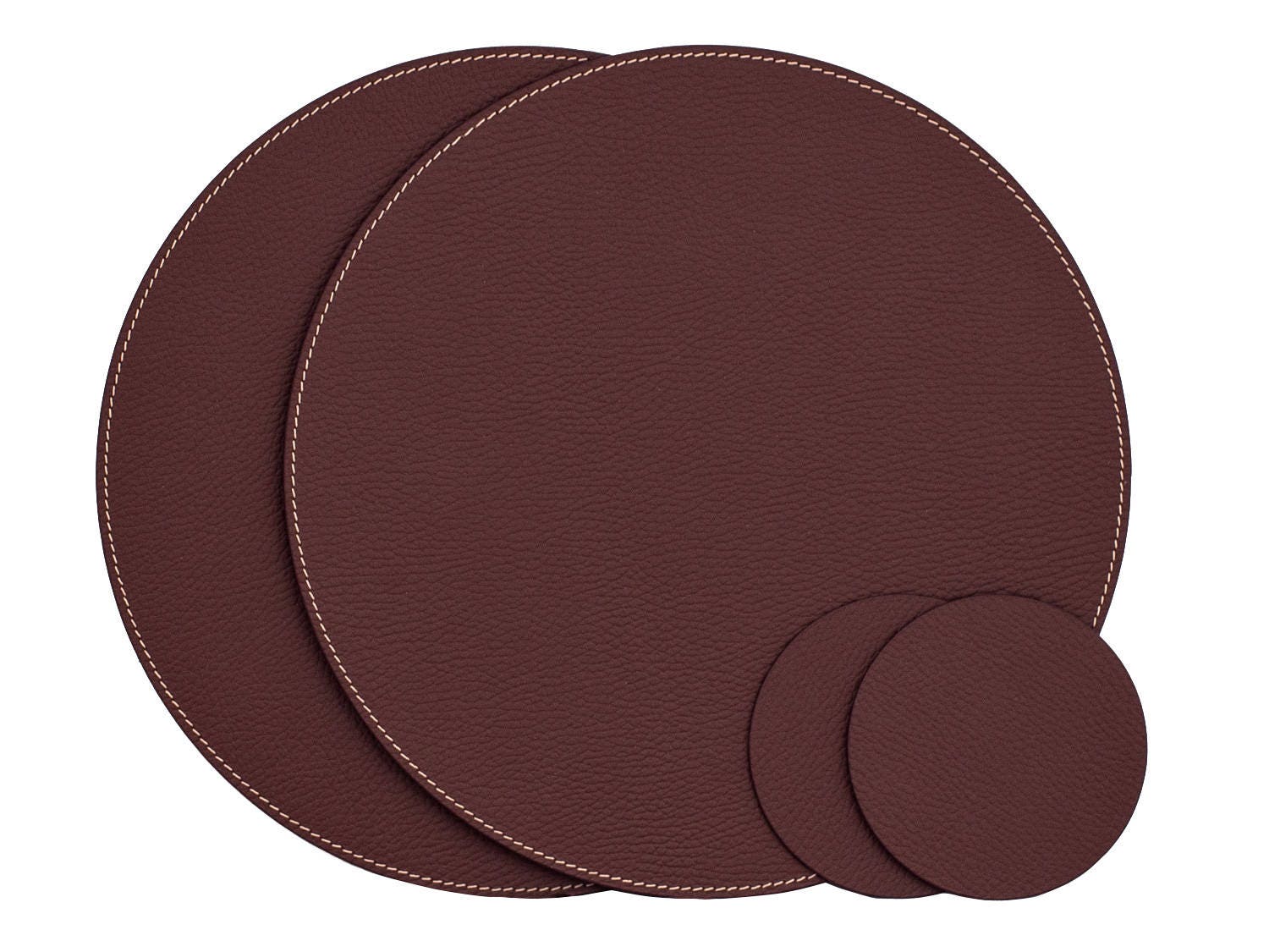 Round Placemats Table Mats Made of Recycled Leather Dark Etsy Canada
