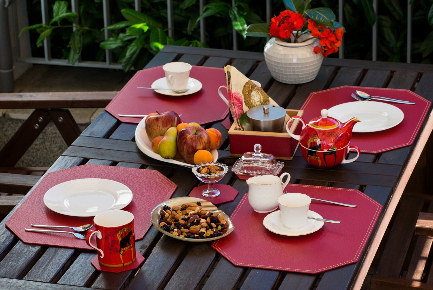 Red Placemats Octagon Table Mats Place mat sets Red Dining Etsy