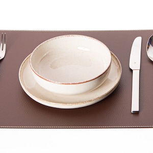 Recycled Leather Placemats / Small size / 15.8 x 11.8''/ 40x30 cm / Table mats / Set of 4, 6, 8, 12 / Dining table sets Brown