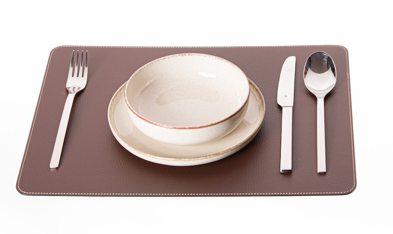 Recycled Leather Placemats / Small size / 15.8 x 11.8''/ 40x30 cm / Table mats / Set of 4, 6, 8, 12 / Dining table sets Brown