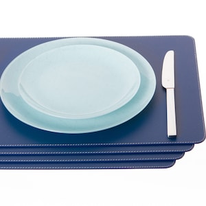 Recycled Leather Placemats / Small size / 15.8 x 11.8''/ 40x30 cm / Table mats / Set of 4, 6, 8, 12 / Dining table sets Blue