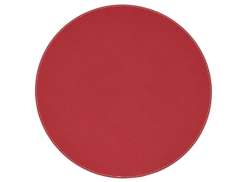 Round Placemats 13'' 33 cm/ Recycled Leather Table mats / Table place mats and coasters / Dining table sets / Table placemats Red