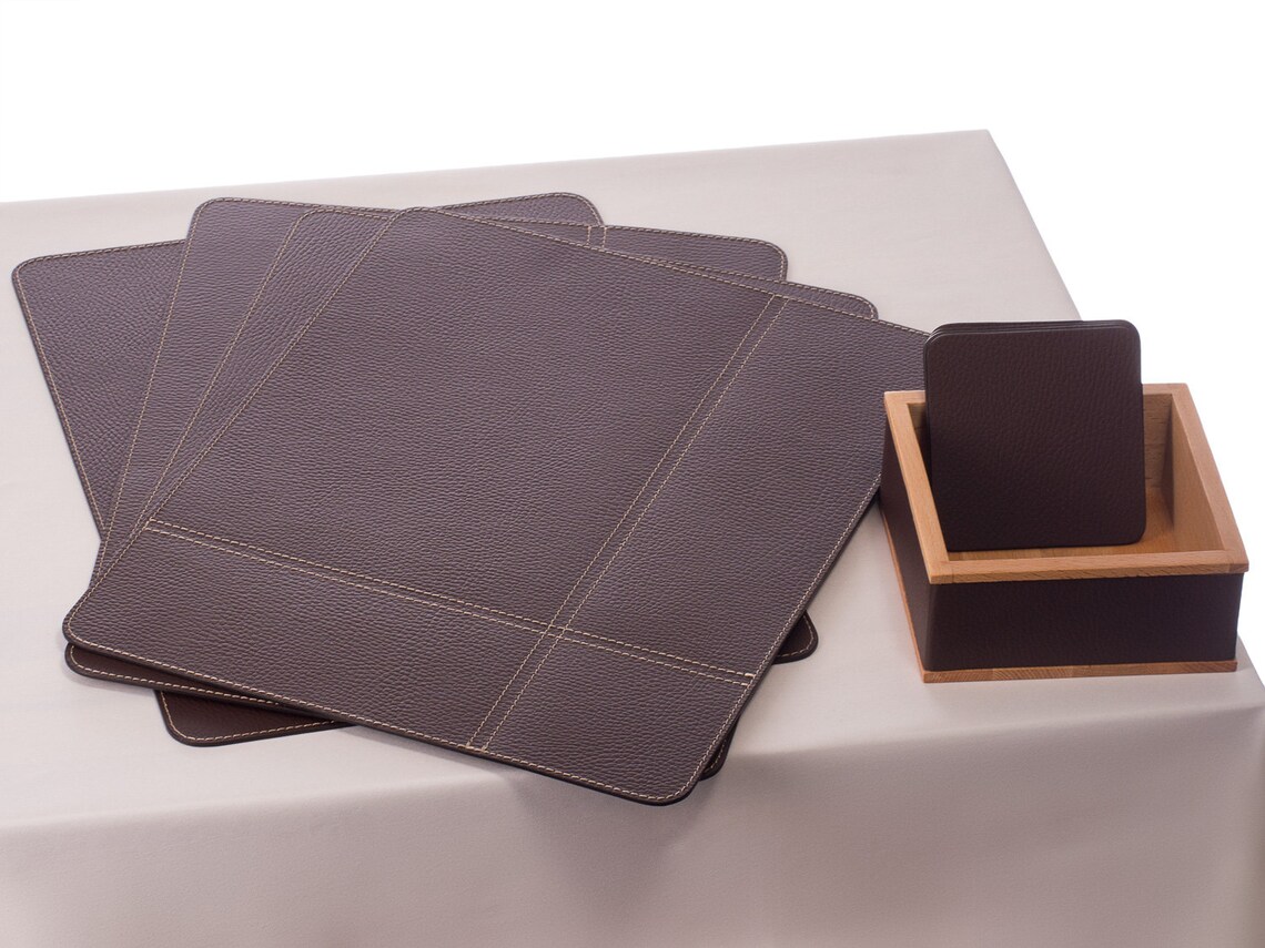 Table Place Mats Brown Placemats and Coasters Recycled Etsy