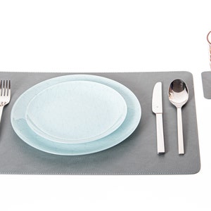 Recycled Leather Placemats / Small size / 15.8 x 11.8''/ 40x30 cm / Table mats / Set of 4, 6, 8, 12 / Dining table sets Dirty / Shady Grey