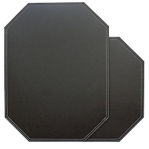 Black Placemats Octagon / Table Mats and Coasters made of Recycled Leather / Dining Table Decor /Dine set