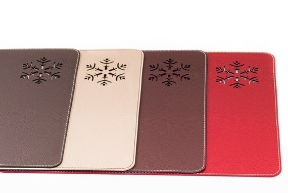 Lot de 4 classique marron en carton-cuir Rond Napperons-Made in the UK