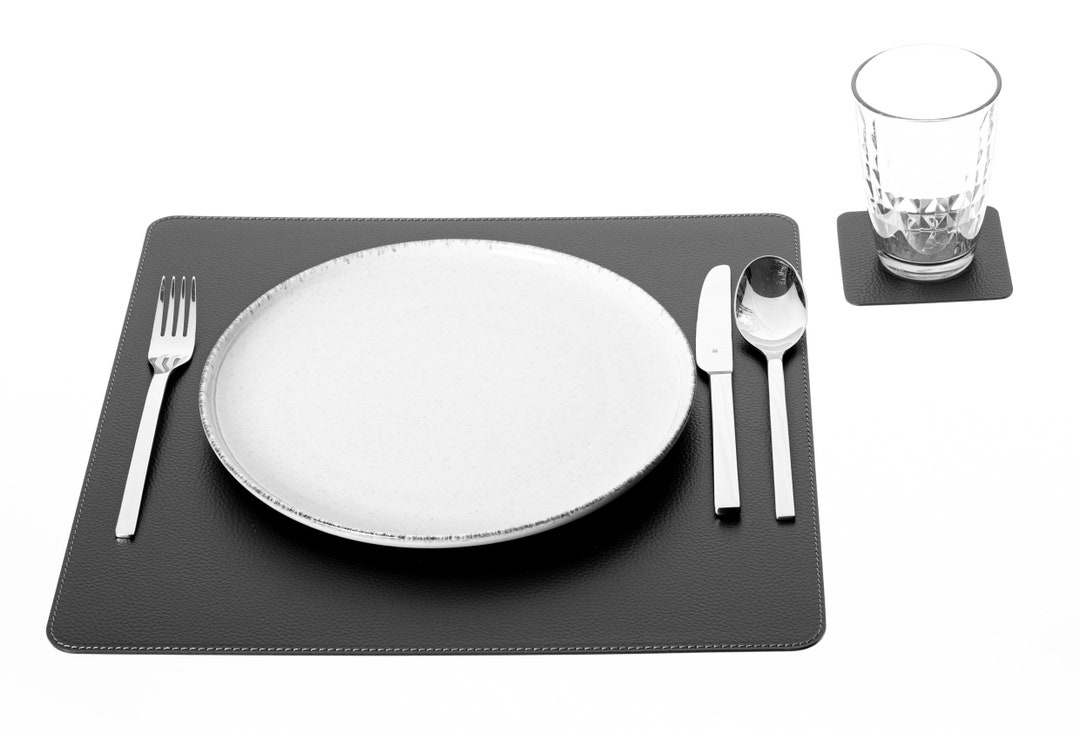 Square Placemats / Recycled Leather Table Mats 15.75 '' or 40 Cm / Table Place Mats and Coasters
