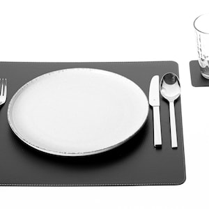Square Placemats / Recycled Leather Table mats 15.75 &#39;&#39; or 40 cm  / Table  place mats and coasters / Dining table sets / Table placemats