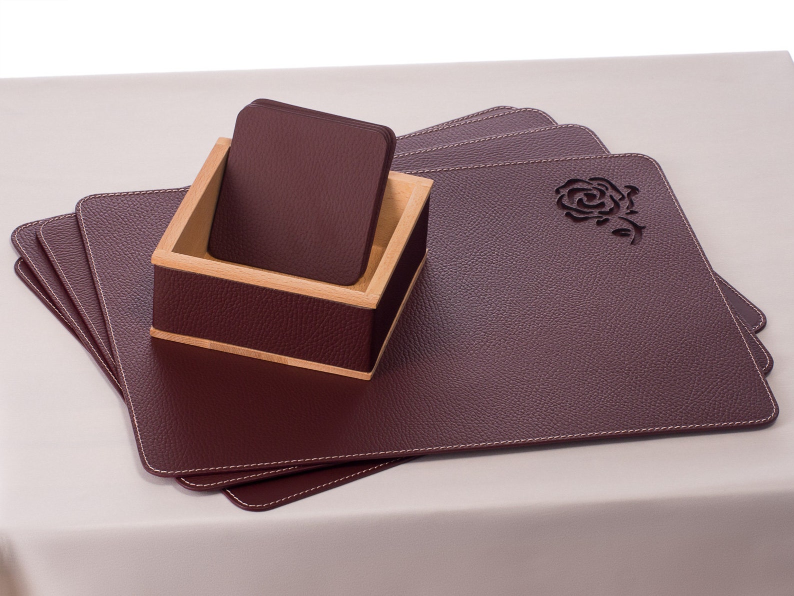 Burgundy Table Placemats / Table mats / Dining Placemats Sets Etsy