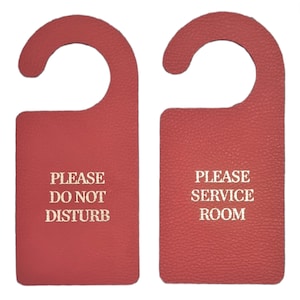 Please Do Not Disturb and Please Service Room Luxury Door Hanger Signs / Red Door Knob Warning Sing / DND and Service Room Handles