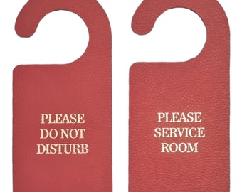 Please Do Not Disturb and Please Service Room Luxury Door Hanger Signs / Red Door Knob Warning Sing / DND and Service Room Handles