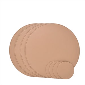 Round Placemats 15'' 38.10cm / Recycled Leather Table mats /Table place mats and coasters / Dining table sets / Table placemats Camel