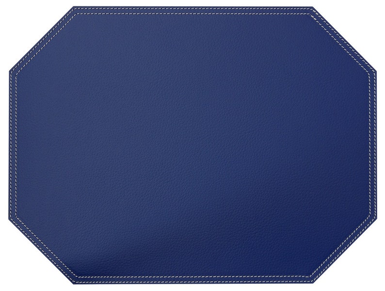 Blue Placemats / Recycled leather place mats / Table mats set / Restaurant placemats / Firm Placemats and Coasters image 1