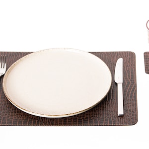 Recycled Leather Placemats / Small size / 15.8 x 11.8''/ 40x30 cm / Table mats / Set of 4, 6, 8, 12 / Dining table sets Crocko Style