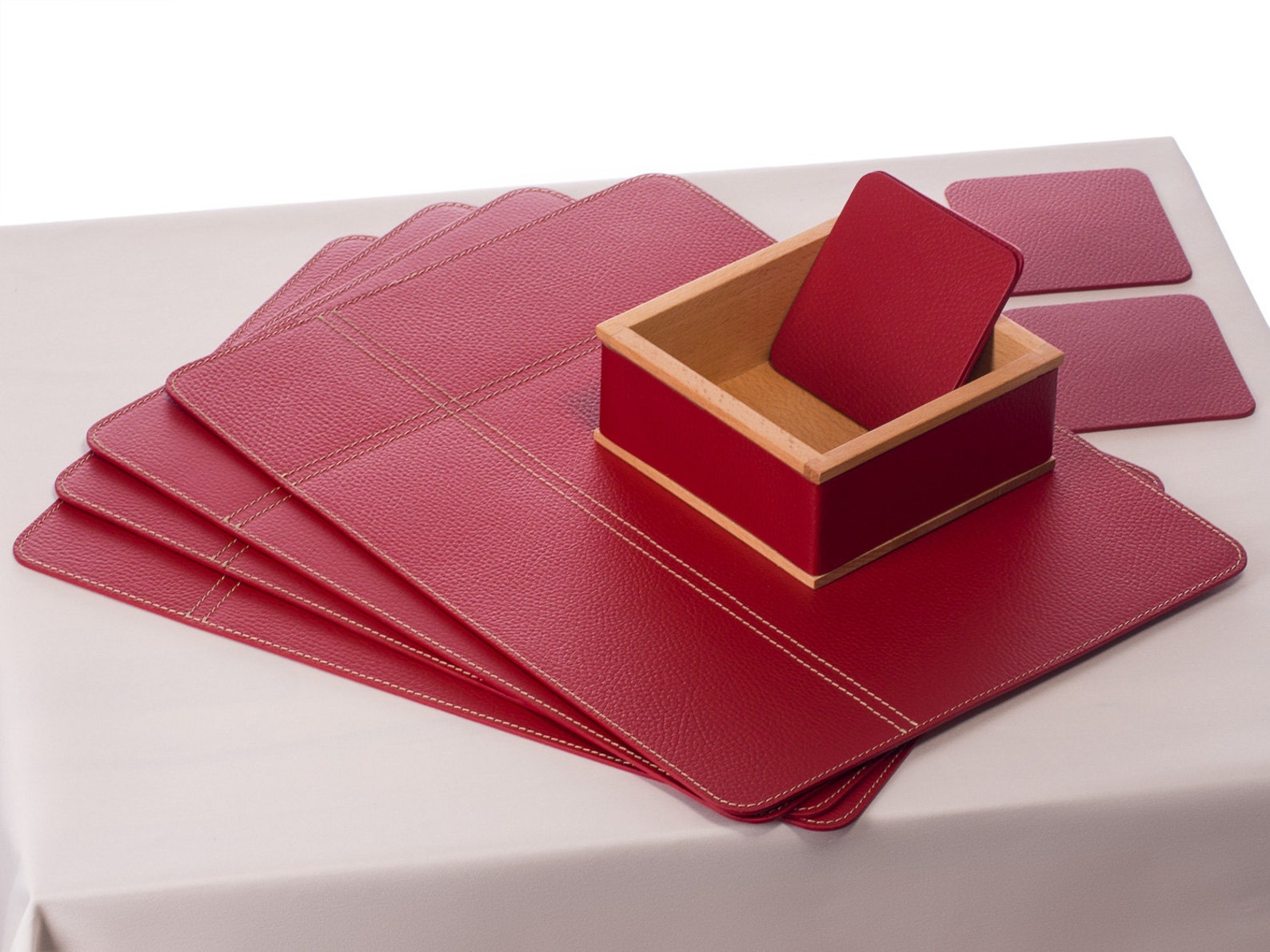 Table Placemats Sets / Red Placemats and Red Coasters / Set of Etsy
