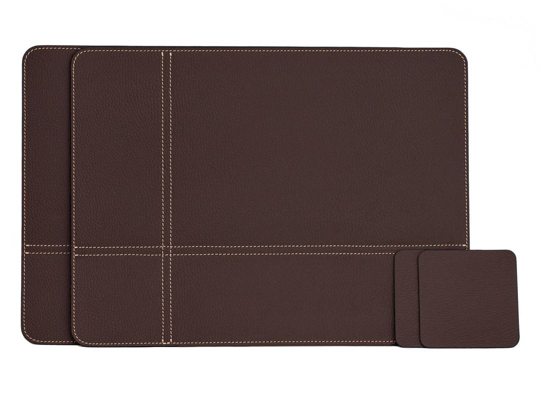 Table Place Mats Brown Placemats and Coasters Recycled Leather Brown