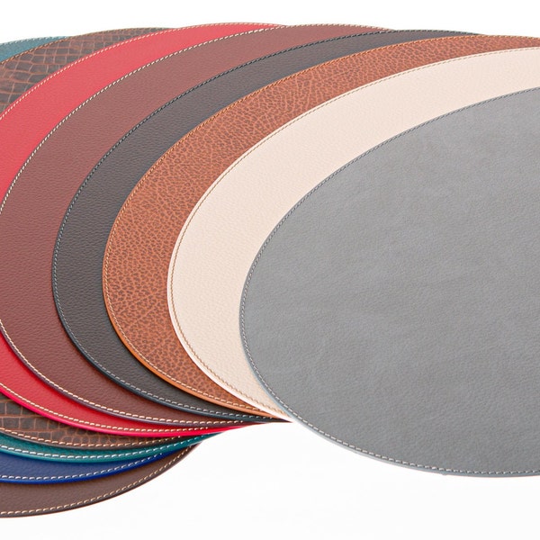 Oval Placemats / Recycled Leather Table mats 18''x 13''/ Table  place mats / Dining table sets / Table placemats