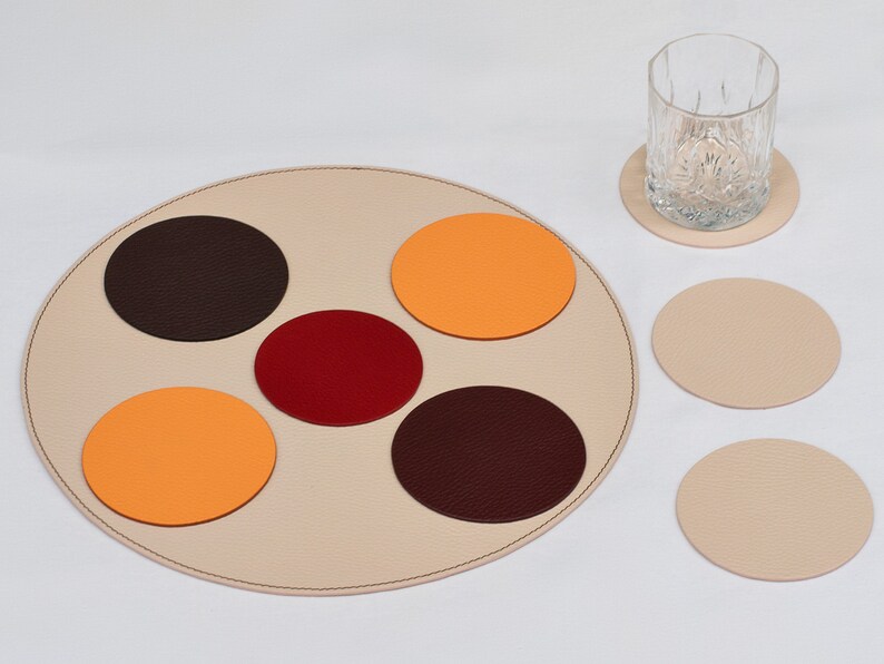 Round placemats / White round table mats and round coasters / Etsy