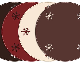 Christmas Placemats / Holiday Table Mats / Snowflakes / Table Centerpiece / Round Christmas Table Mats / Holiday Decoration