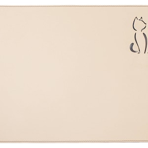 Placemat Cat lovers gift Table mat Creamy white table mat Placemat set White Table decor Birthday gift Table top White cat placemat image 1