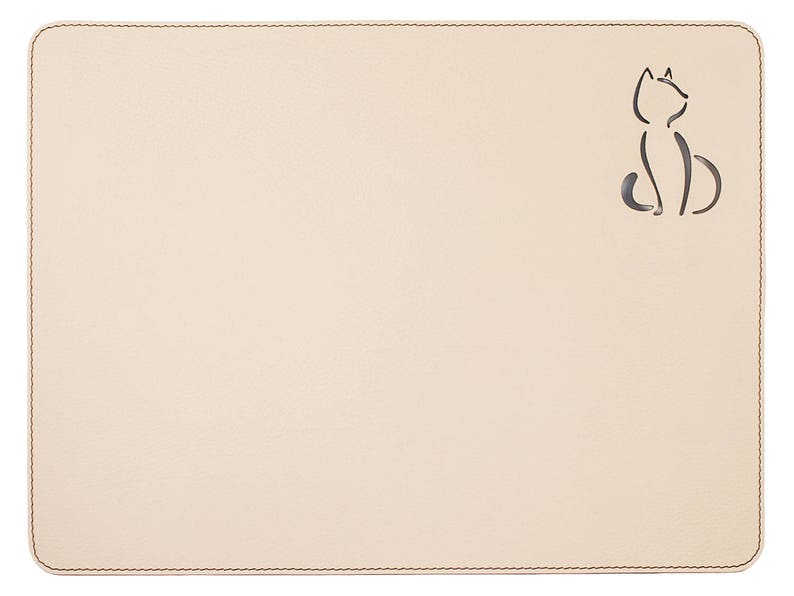 Placemat Cat lovers gift Table mat Creamy white table mat Placemat set White Table decor Birthday gift Table top White cat placemat image 1