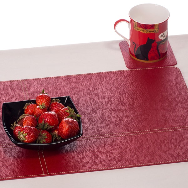 Sets de table rouges, napperons rouges et rouge sous-verres, Rouge Table Tapis,  tapis rectangulaire, table à manger décoration, rouge