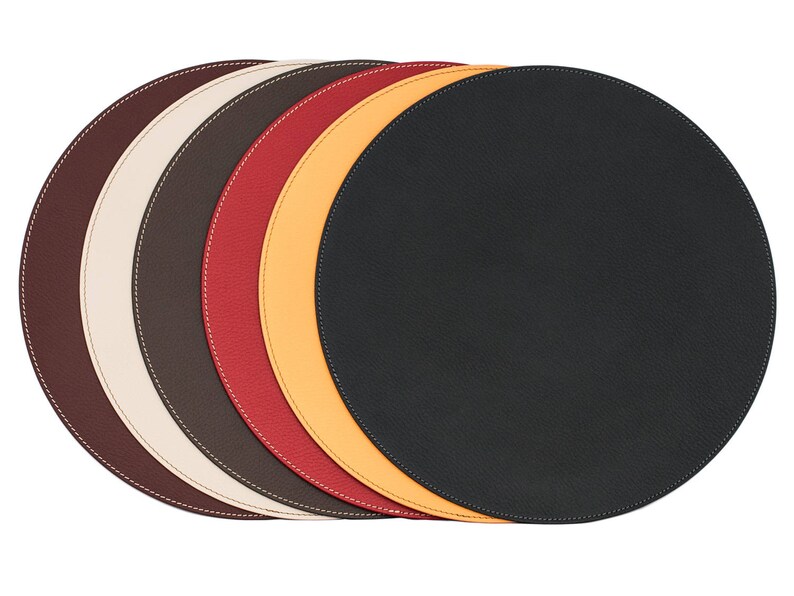 Round Placemats Recycled Leather Table Mats 13 Place And Coasters Dining Sets Dine
