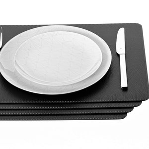 Recycled Leather Placemats / Small size / 15.8 x 11.8''/ 40x30 cm / Table mats / Set of 4, 6, 8, 12 / Dining table sets Black