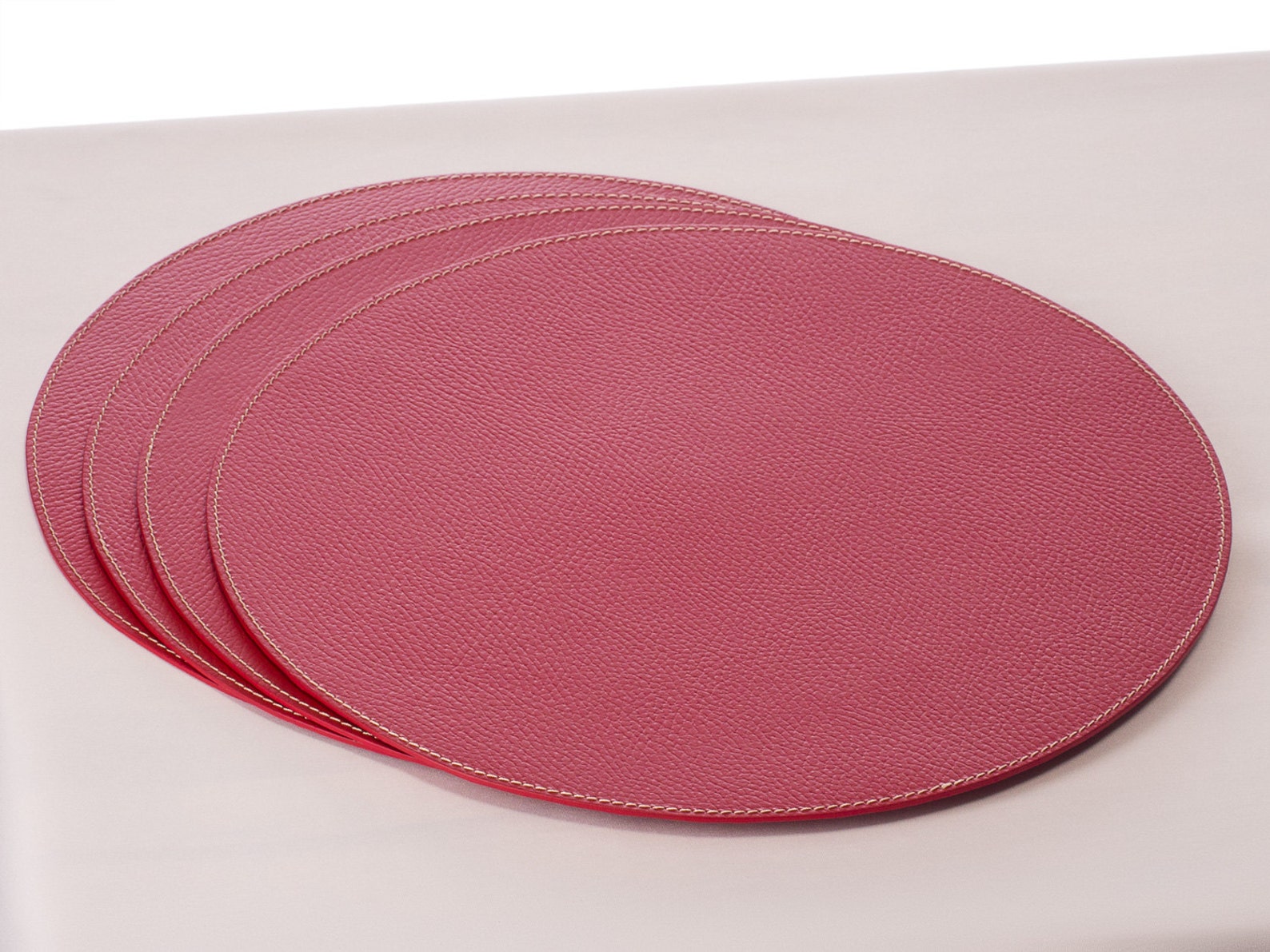 Red Round Placemats / Recycled Leather Placemats and Coasters Etsy