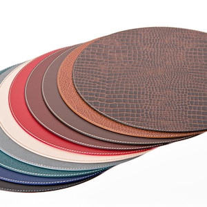 Round Placemats 15'' 38.10cm / Recycled Leather Table mats /Table place mats and coasters / Dining table sets / Table placemats Dark Burgundy