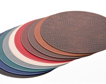 Round Placemats  15'' (38.10cm) / Recycled Leather Table mats /Table  place mats and coasters / Dining table sets / Table placemats