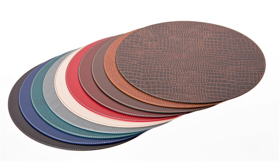 Round Placemats 15'' 38.10cm / Recycled Leather Table Mats /table Place Mats  and Coasters / Dining Table Sets / Table Placemats 