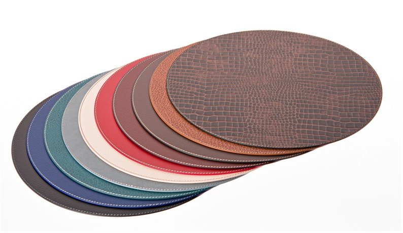 Round Placemats 15'' 38.10cm / Recycled Leather Table mats /Table place mats and coasters / Dining table sets / Table placemats Dark Burgundy