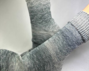 46/47 chaussettes auto-tricotées, chaussettes en laine, bas gris