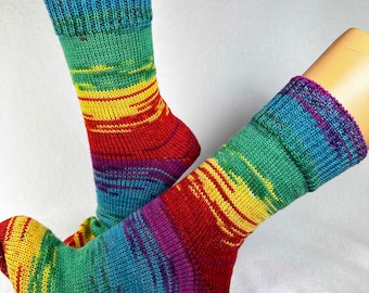 40/41 chaussettes tricotées, chaussettes en laine bas chaussettes arc-en-ciel