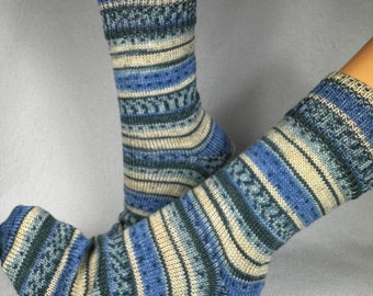 Gr. 46/47 gestrickte Socken, Wollsocken Strümpfe Opalwolle Stricksocken