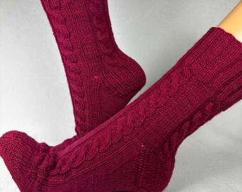 40/41 Chaussettes mérinos superfines teintes à la main, chaussettes en laine