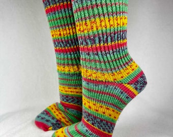 40/41 "Leaves Whisper" chaussettes auto-tricotées à motif côtelé, bas chaussettes en laine