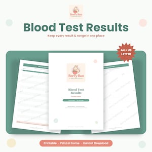 Blood Test Results Tracker Printable | Lab Results Log & Chart, Medical Record Keeper | Health Journal PDF