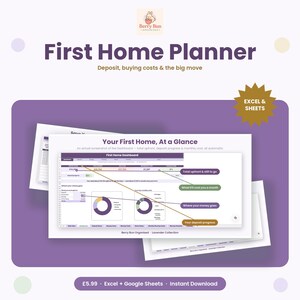 First Home Planner Spreadsheet | Deposit, Buying Costs, Moving Tracker (Excel/Google Sheets)