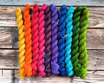 Bright Rainbow Mini Set Merino Sock Yarn 4-ply