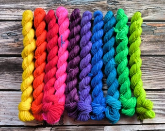 Electric Rainbow Mini Set Merino Sock Yarn 4-ply